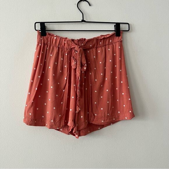 Madewell Drapey Orange Pull-On Shorts in Polka Dot - Picture 3 of 9